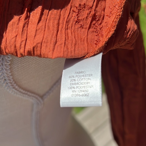 Christopher & Banks size med rust color button down, top three-quarter sleeve - Picture 11 of 15